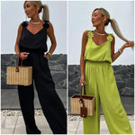 Dames Mouwloze Jumpsuit met Wijde Pijpen