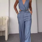 Olivia | Linnen Crop Top en Lange Broek