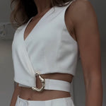 Olivia | Linnen Crop Top en Lange Broek