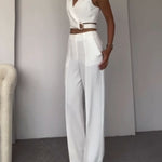 Olivia | Linnen Crop Top en Lange Broek