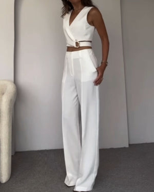 Olivia | Linnen Crop Top en Lange Broek