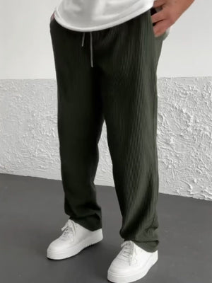 Geribde broek met rechte pijpen