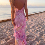 Fiorella – Floral Ruffle Backless Maxi Dress