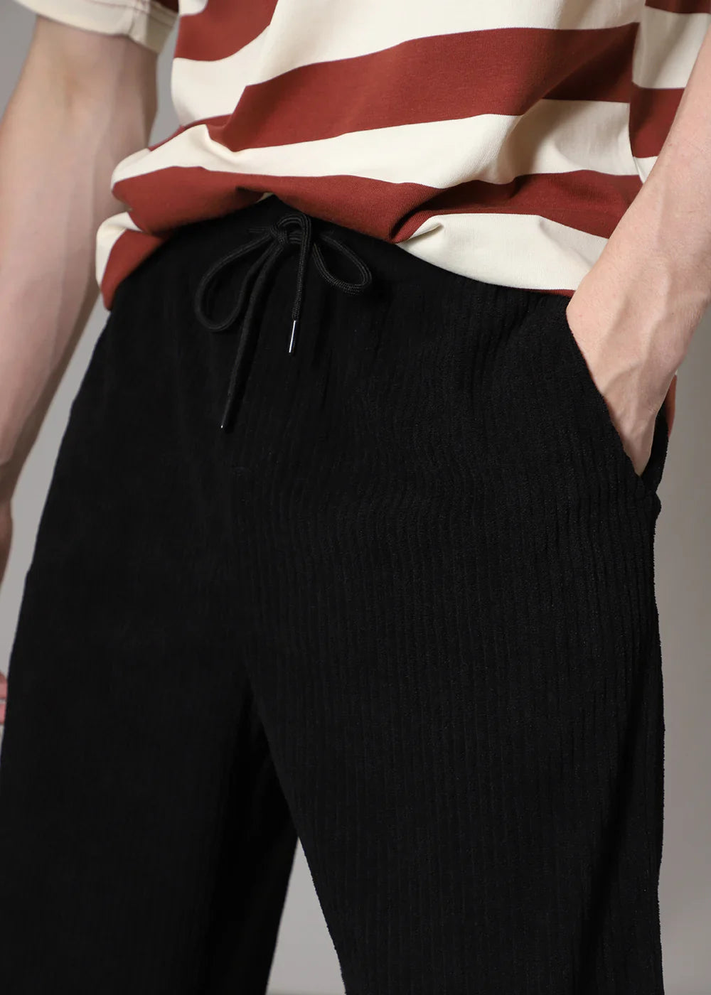 Geribde broek met rechte pijpen