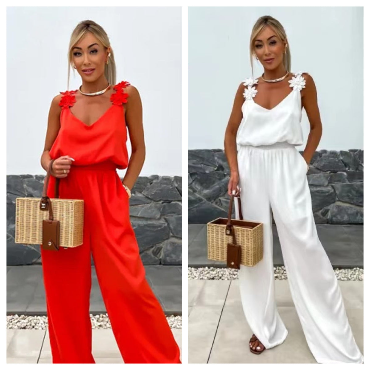 Dames Mouwloze Jumpsuit met Wijde Pijpen
