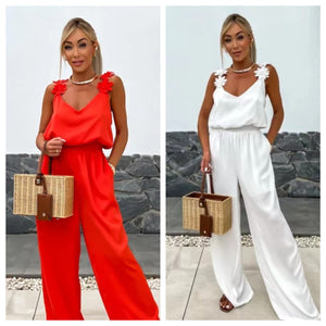 Dames Mouwloze Jumpsuit met Wijde Pijpen