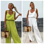 Dames Mouwloze Jumpsuit met Wijde Pijpen