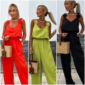 Dames Mouwloze Jumpsuit met Wijde Pijpen