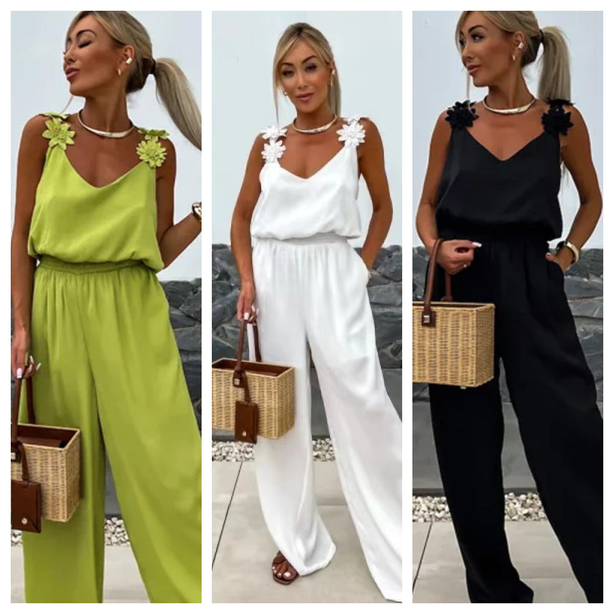 Dames Mouwloze Jumpsuit met Wijde Pijpen