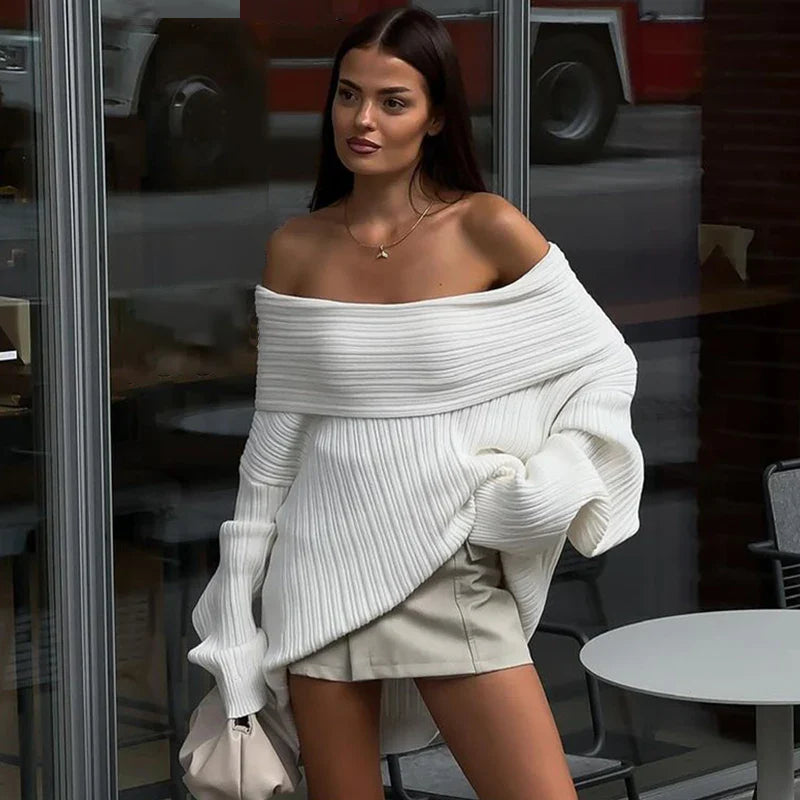 Maison Nova Oversized Off-Shoulder Sweater