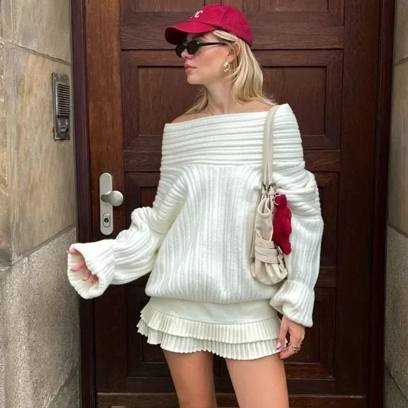 Maison Nova Oversized Off-Shoulder Sweater