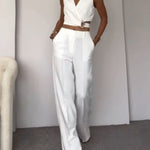 Olivia | Linnen Crop Top en Lange Broek