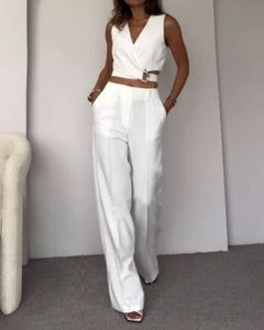 Olivia | Linnen Crop Top en Lange Broek