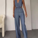 Olivia | Linnen Crop Top en Lange Broek
