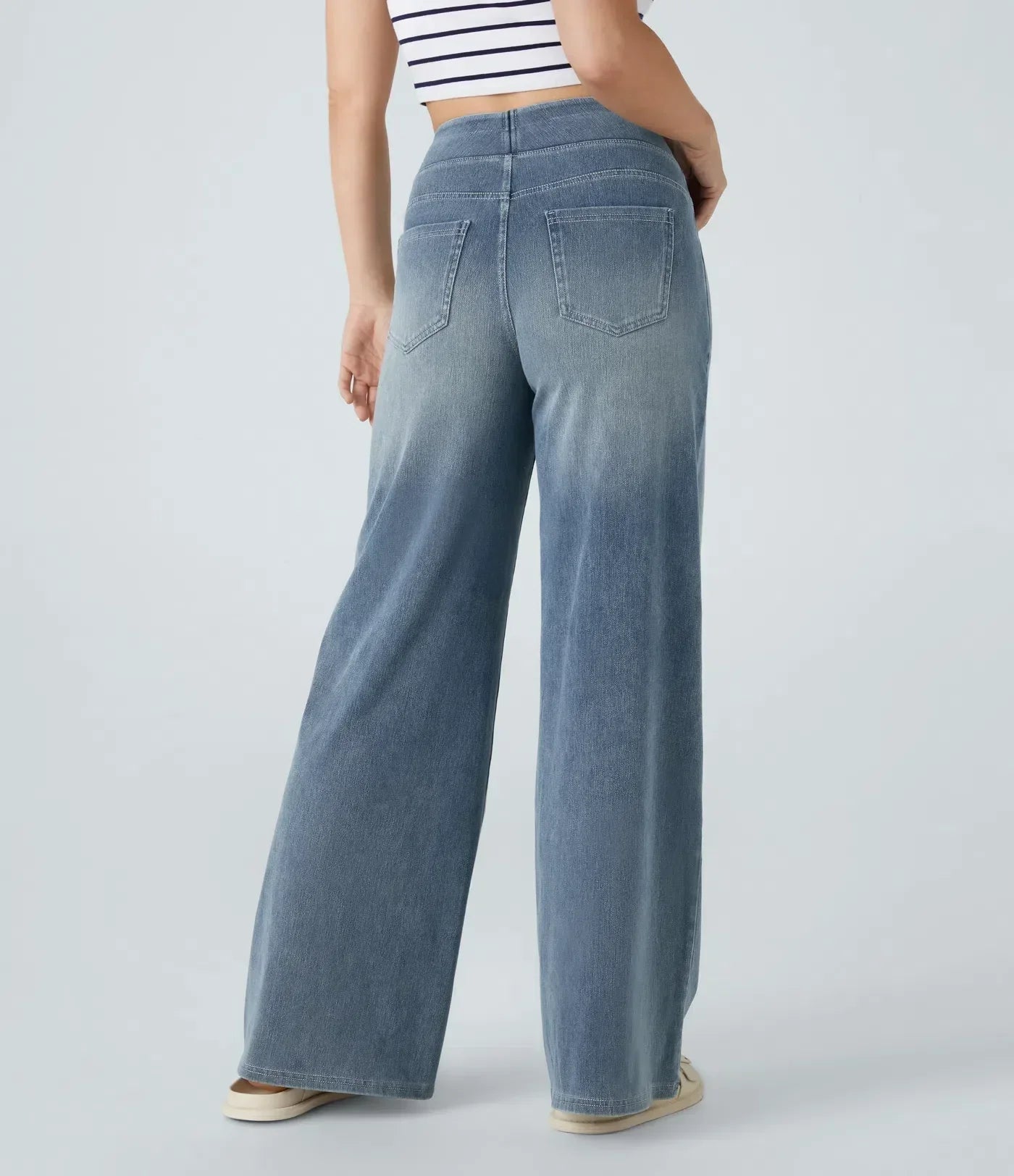 Elastische broek met hoge taille