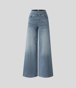 Elastische broek met hoge taille