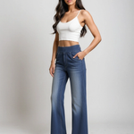 Elastische broek met hoge taille