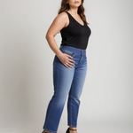 Elastische broek met hoge taille