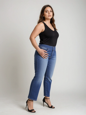Elastische broek met hoge taille