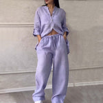 Dames 2-delige Set met Overhemd met Knopen en Broek