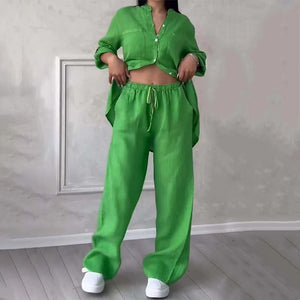 Dames 2-delige Set met Overhemd met Knopen en Broek
