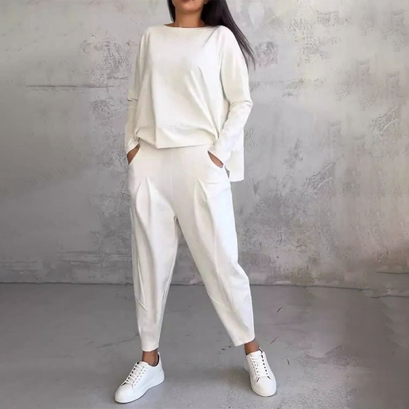 Top met Ronde Hals en Lange Mouwen & Broek – 2-delig