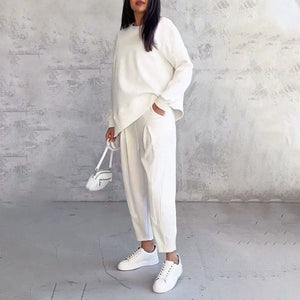 Top met Ronde Hals en Lange Mouwen & Broek – 2-delig