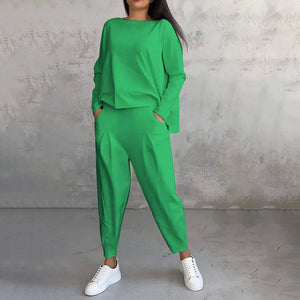 Top met Ronde Hals en Lange Mouwen & Broek – 2-delig