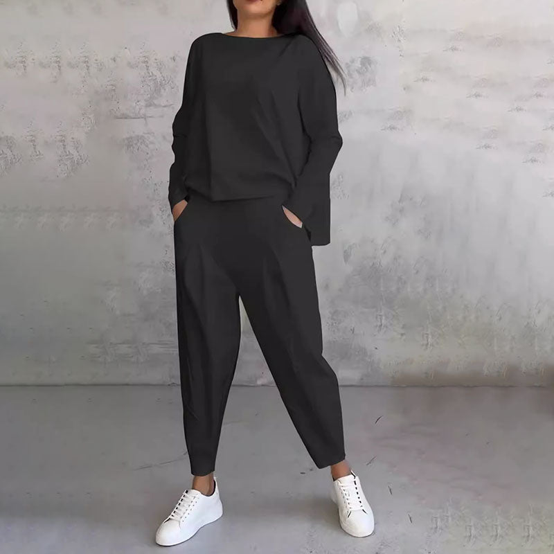Top met Ronde Hals en Lange Mouwen & Broek – 2-delig