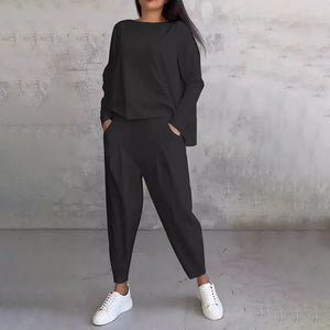 Top met Ronde Hals en Lange Mouwen & Broek – 2-delig