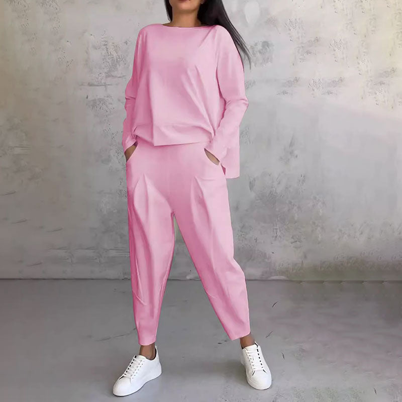 Top met Ronde Hals en Lange Mouwen & Broek – 2-delig