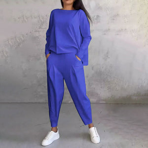 Top met Ronde Hals en Lange Mouwen & Broek – 2-delig