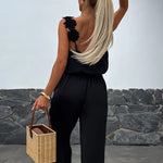Dames Mouwloze Jumpsuit met Wijde Pijpen