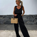 Dames Mouwloze Jumpsuit met Wijde Pijpen