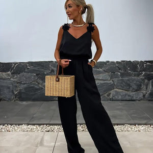 Dames Mouwloze Jumpsuit met Wijde Pijpen