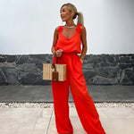 Dames Mouwloze Jumpsuit met Wijde Pijpen