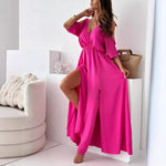 Elegante Sexy V Neck Side Slit Jurk