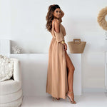 Elegante Sexy V Neck Side Slit Jurk