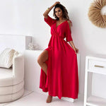 Elegante Sexy V Neck Side Slit Jurk
