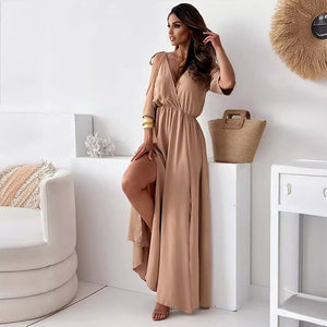 Elegante Sexy V Neck Side Slit Jurk