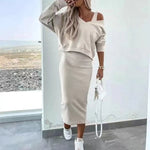 2-delige Set: Mouwloze Jurk & V-hals Pullover
