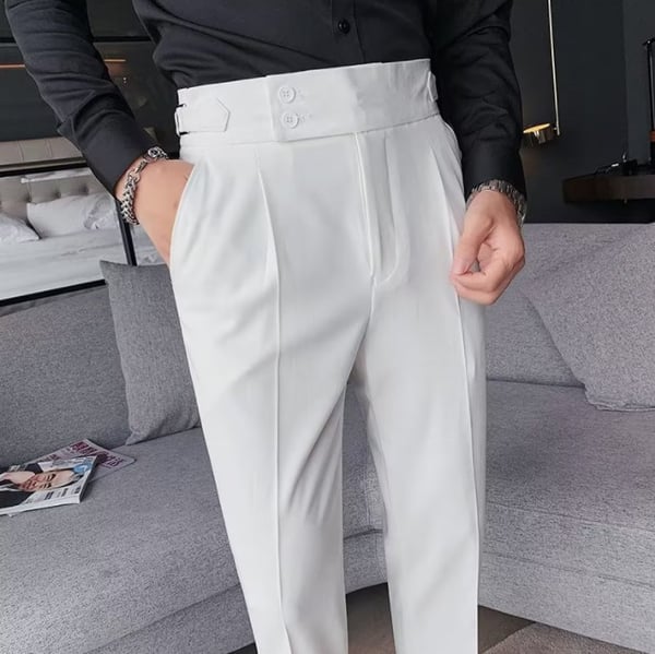 Men's solide kleur rechte casual broek