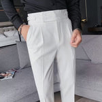 Men's solide kleur rechte casual broek