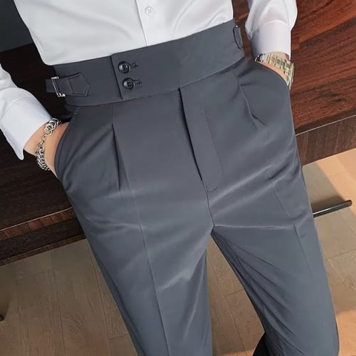 Men's solide kleur rechte casual broek