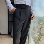Men's solide kleur rechte casual broek