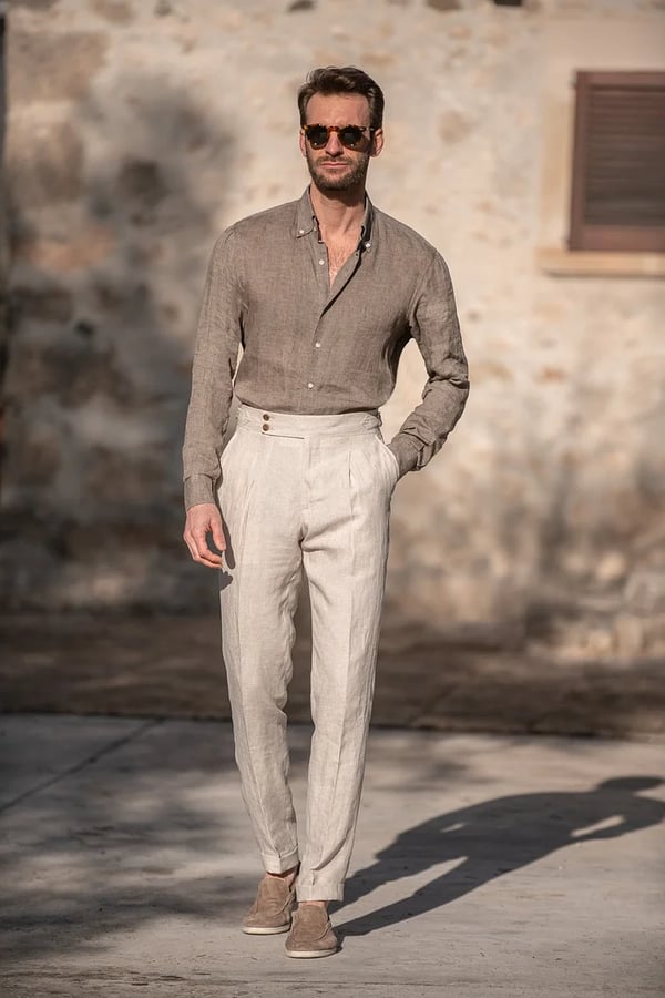 Men's solide kleur rechte casual broek