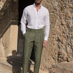 Men's solide kleur rechte casual broek