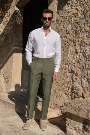 Men's solide kleur rechte casual broek