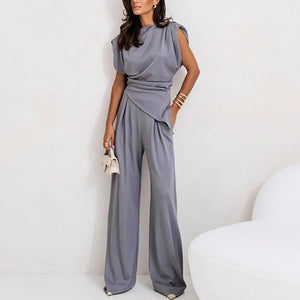 Elegante Dames Tweedelige Set in Effen Kleur