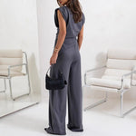 Elegante Dames Tweedelige Set in Effen Kleur